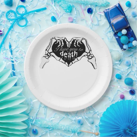 Assiettes En Carton À la mort - Squelette Coeur main (Fête)