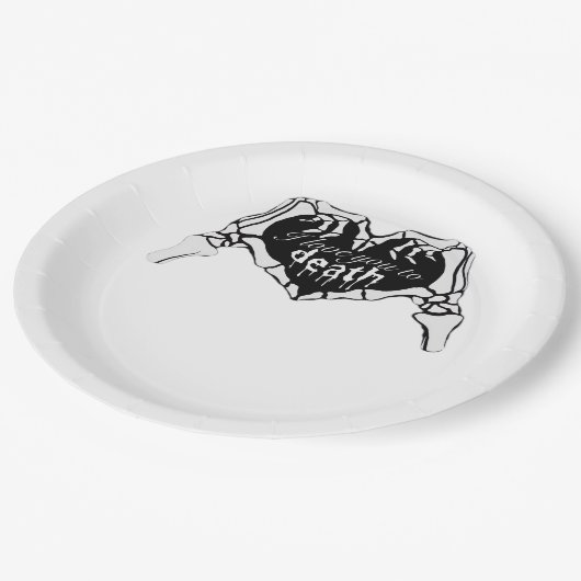 Assiettes En Carton À la mort - Squelette Coeur main (Angle)