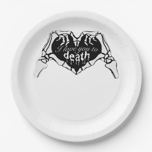 Assiettes En Carton À la mort - Squelette Coeur main (Devant)