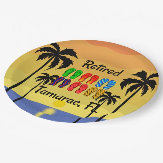 Assiettes En Carton A la retraite...Tamarac, FL, design tropical, (Angle)
