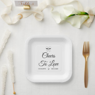 Assiettes En Carton À l'amour Burgundy Script Ivory Nœud Mariage