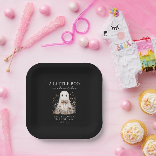 Assiettes En Carton A Little Boo Cute Ghost Wildflowers Baby Shower (Fête)
