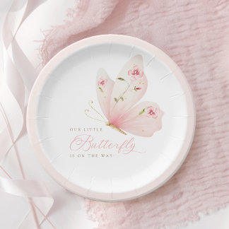 Assiettes En Carton A Little Butterfly Baby Shower