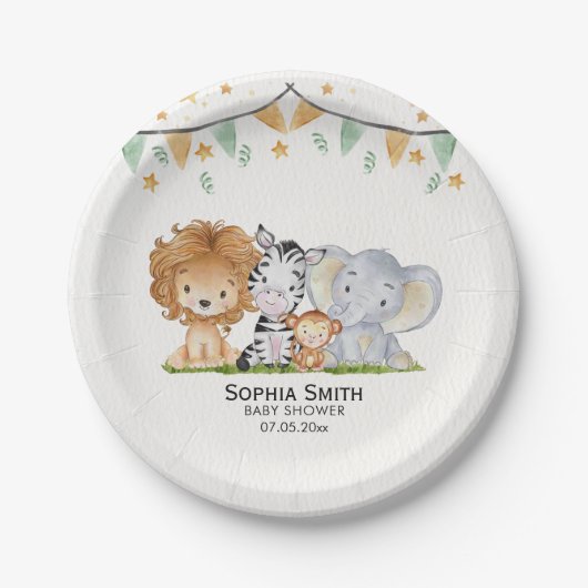 Assiettes En Carton A Little Wild One Safari Animals (Devant)