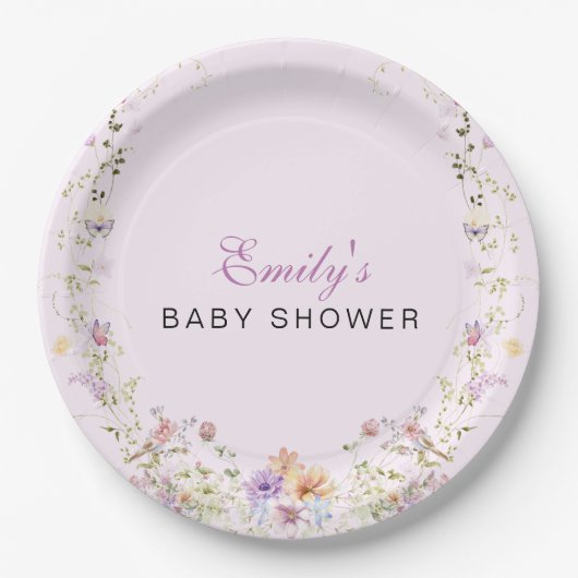 Assiettes En Carton A Little Wildflower Baby Shower  (Devant)
