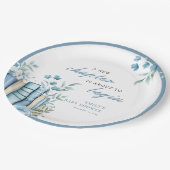 Assiettes En Carton A New Chapter Blue Baby Shower (Angle)