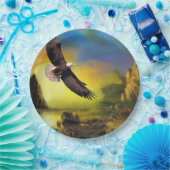 Assiettes En Carton A Patriotic Design with Bald Eagle Flying (Fête)