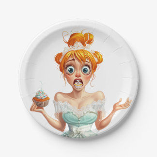 Assiettes En Carton A plate of humor. The girl with the cupcake