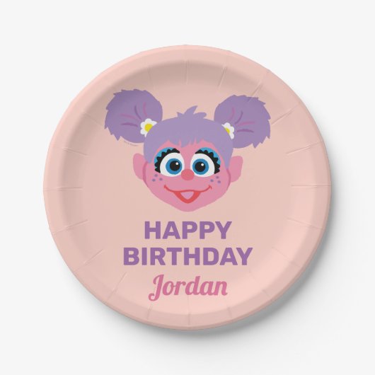 Assiettes En Carton Abby Cadabby | Face de fleurs | Joyeux anniversair (Devant)