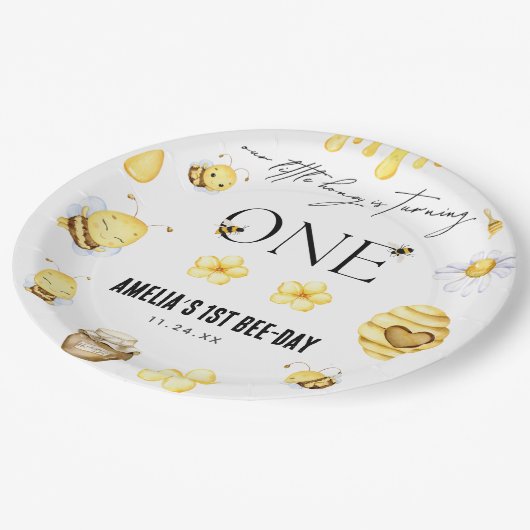 Assiettes En Carton Abeille 1er anniversaire (Angle)