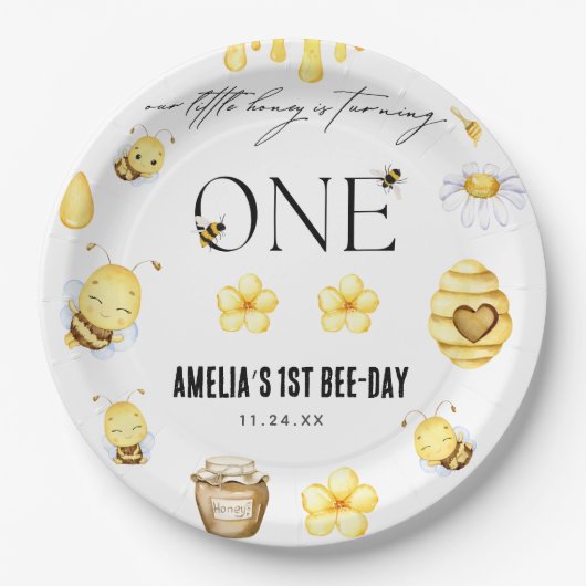 Assiettes En Carton Abeille 1er anniversaire (Devant)