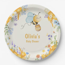 abeille à miel jaune bleu floral baby shower