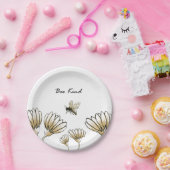 Assiettes En Carton Abeille bourgeoise avec fleurs (Fête)