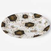 Assiettes En Carton Abeille de miel noir et or (Angle)
