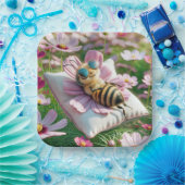 Assiettes En Carton Abeille de miel reposant sur un Coussin (Fête)