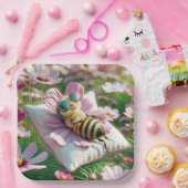Assiettes En Carton Abeille de miel reposant sur un Coussin (Fête)