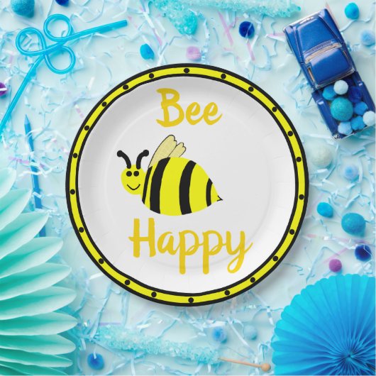 Assiettes En Carton Abeille Joyeuse Bumble Jaune Bee (Fête)