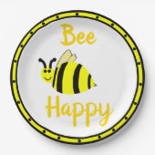 Assiettes En Carton Abeille Joyeuse Bumble Jaune Bee (Devant)