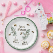 Assiettes En Carton Abeille Joyeux Noël À feuillage persistant Fête Pl (Fête)