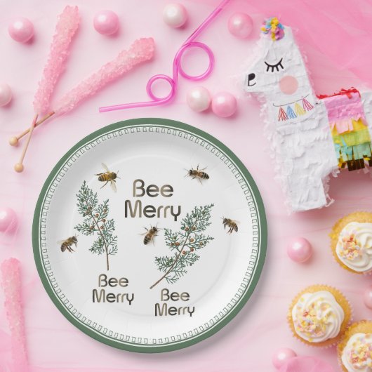 Assiettes En Carton Abeille Joyeux Noël À feuillage persistant Fête Pl (Fête)