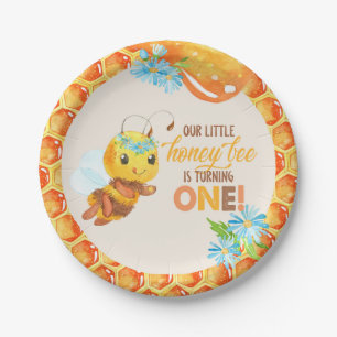 Assiettes En Carton Abeille première plaque d'anniversaire - Fille