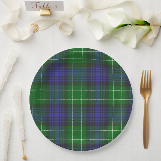 Assiettes En Carton Abercrombie Blue Green Tartan Plaid Scottish (Mariage)