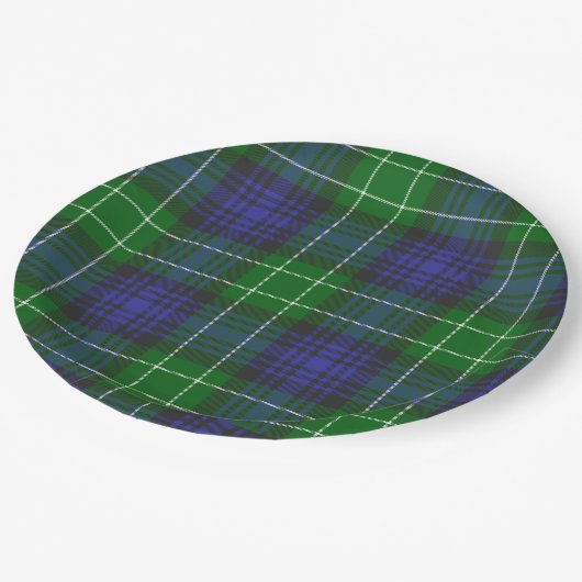 Assiettes En Carton Abercrombie Blue Green Tartan Plaid Scottish (Angle)