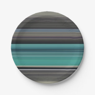 Assiettes En Carton Abstract #1: Teal and grey