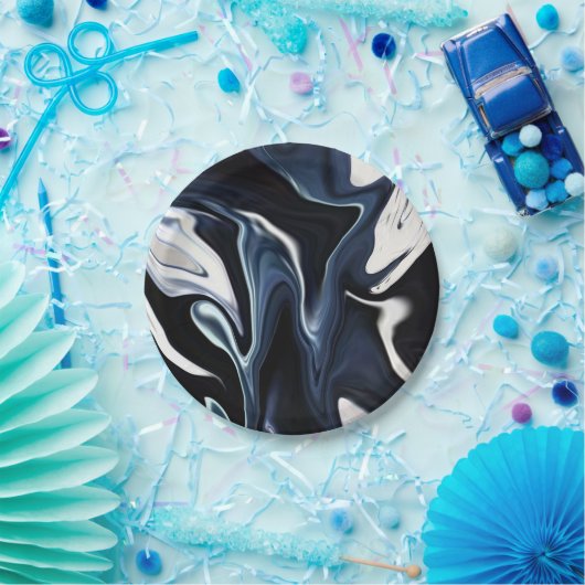 Assiettes En Carton Abstract elegant fluide marble liquide (Fête)