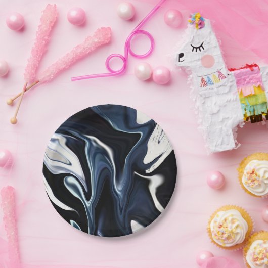 Assiettes En Carton Abstract elegant fluide marble liquide (Fête)