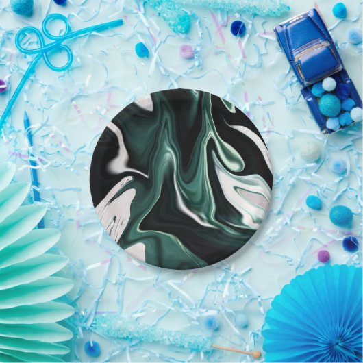 Assiettes En Carton Abstract elegant fluide marble liquide (Fête)