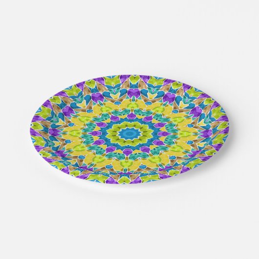 Assiettes En Carton Abstract modern mosaic kaleidoscopic (Angle)