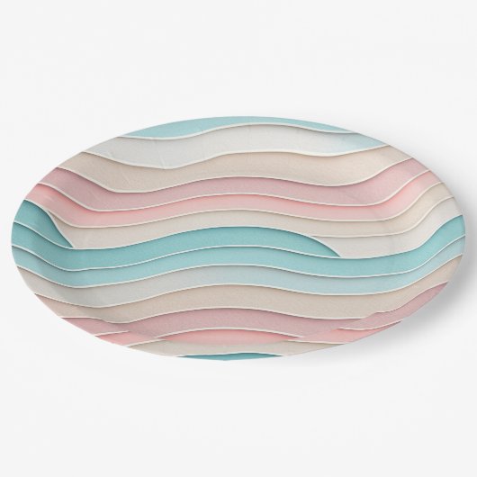 Assiettes En Carton Abstract Pastel Waves – Elegant Modern Pattern (Angle)