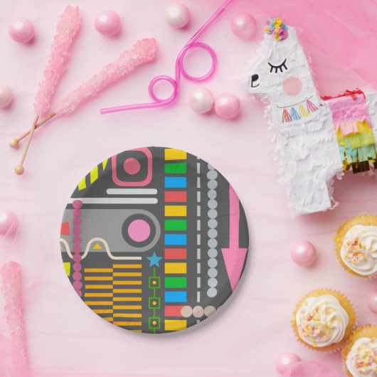 Assiettes En Carton Abstract Technology Control Panel Pattern (Fête)