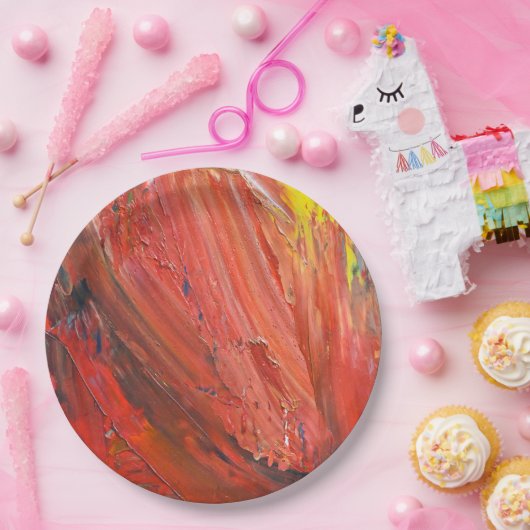 Assiettes En Carton Abstract Vertical Gesture in Red (Fête)