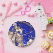 Assiettes En Carton Abstrait bleu granit bleu marbre bleu pierre (Fête)