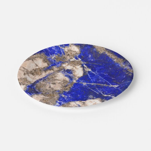 Assiettes En Carton Abstrait bleu granit bleu marbre bleu pierre (Angle)