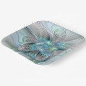 Assiettes En Carton Abstrait Bleu Vert Papillon Imaginaire Fractal Art (Angulaire)