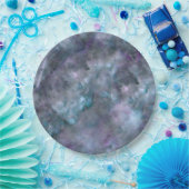 Assiettes En Carton Abstrait bleu violet turquoise quartz marbre grani (Fête)