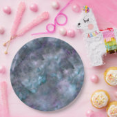 Assiettes En Carton Abstrait bleu violet turquoise quartz marbre grani (Fête)