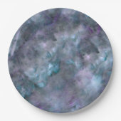 Assiettes En Carton Abstrait bleu violet turquoise quartz marbre grani (Devant)