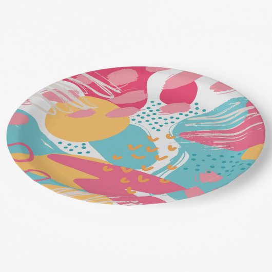 Assiettes En Carton Abstrait coloré (Angle)