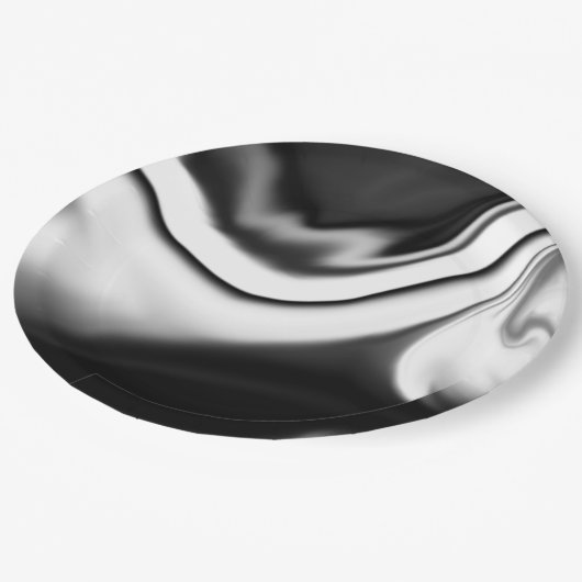 Assiettes En Carton Abstrait en noir et blanc (Angle)