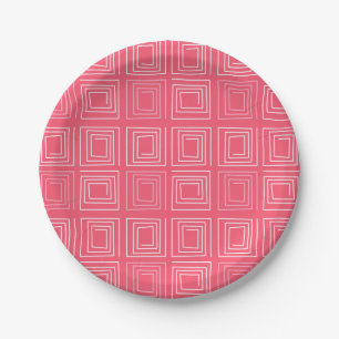 Assiettes En Carton abstrait géométrique tendance années soixante rose
