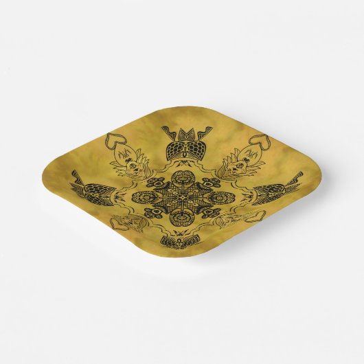 Assiettes En Carton Abstrait Goth Tribal Line Dessin Motif répété (Angulaire)