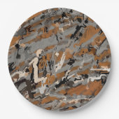 Assiettes En Carton Abstrait gris, noir et caramel (Devant)