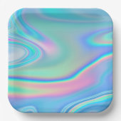 Assiettes En Carton Abstrait holographique arc-en-ciel (Recto)