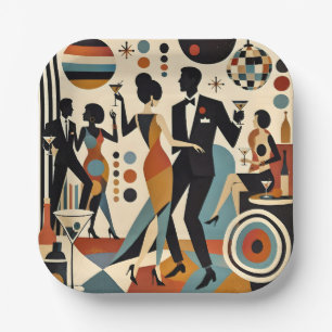 Assiettes En Carton Abstrait Jazzy Martinis et Dancing Cocktail Party
