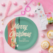 Assiettes En Carton Abstrait moderne Joyeux Noël Nom personnalisé (Fête)