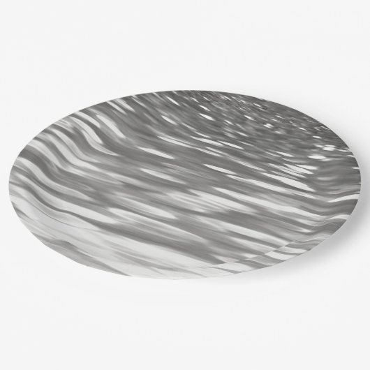 Assiettes En Carton Abstrait n° 3 : brillant gris argenté (Angle)